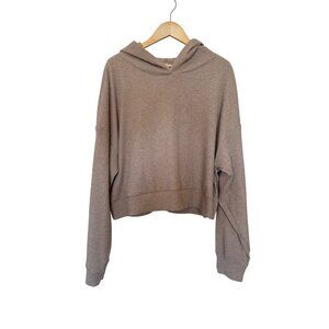 Alo Yoga Muse Hoodie Ribbed Size Large Gravel Heather